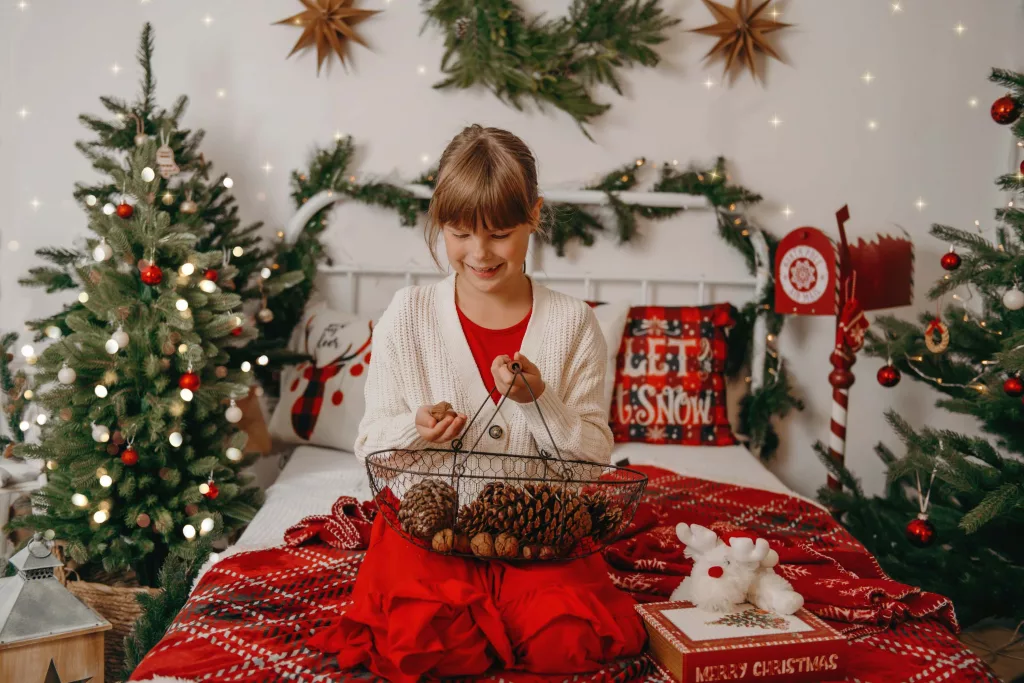 Weihnachtsshooting, Mädchen freut sich auf Weihnachten